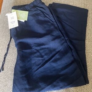 H & M navy blue linen drawstring pants